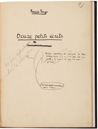 PONGE Francis (1899-1988).
MANUSCRIT autograph...