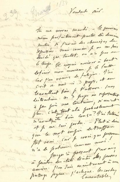 FLAUBERT Gustave (1821-1880).
L.A.S. 