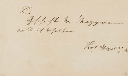 HEGEL Georg Wilhelm Friedrich (1770-1831).
P.A.S....
