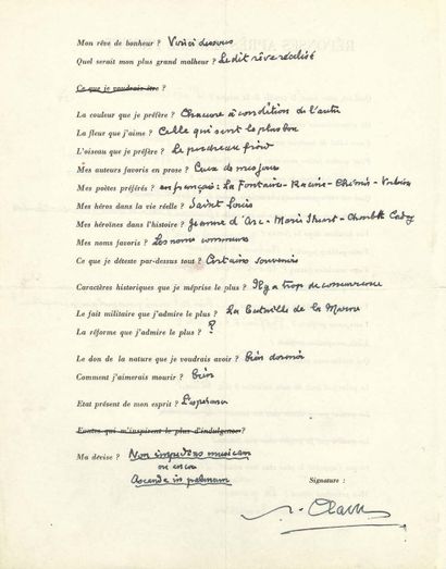PROUST Questionnaire de.
124 autographed...