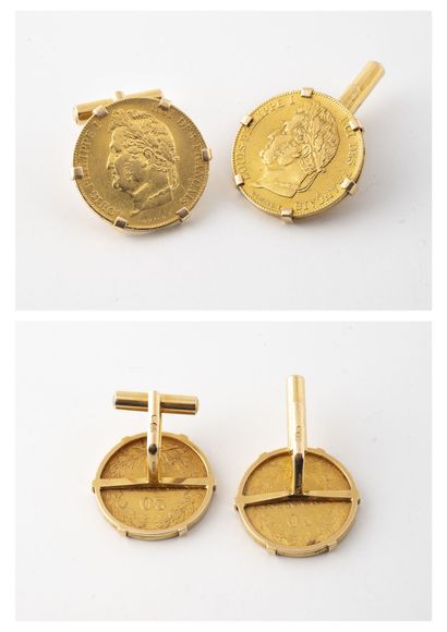 Paire de boutons de manchette en or jaune...