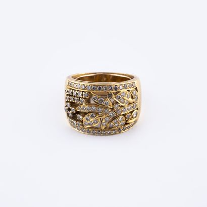 Bague bandeau ajourée en or jaune (750) à...