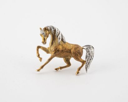 Broche cheval en or jaune et or jaune rhodié...
