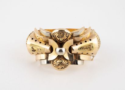 Large bracelet jonc en ors jaune et rose...