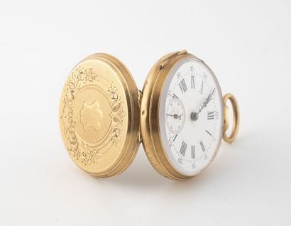 Montre de gousset en or jaune (750).

Cadran...