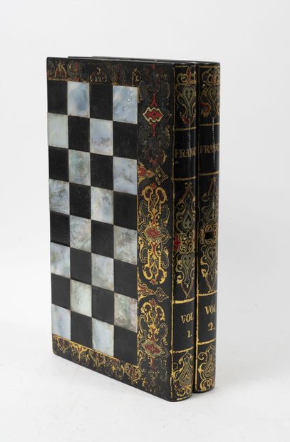 Backgammon and checkers game, in lacquered...