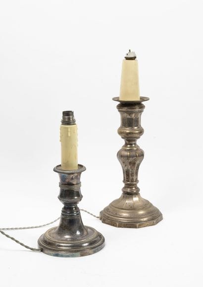 Two large silver plated brass torches.

Mounted...