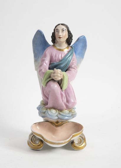 Angel stoup.

Subject in polychrome porcelain...