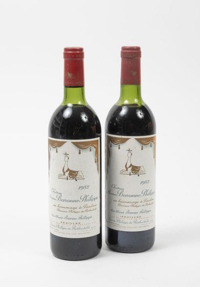 Château Mouton Baronne Philippe
2 Bouteilles,1982.

Pauillac.

Niveau...