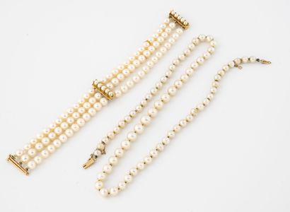 Collier de perles de culture blanches en...