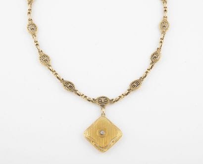 Yellow gold (750) watch chain with forçat...