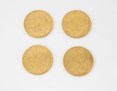 ETATS-UNIS
Lot of four 20 dollars gold coins,...