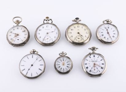 Lot of six silver pocket watches and one...