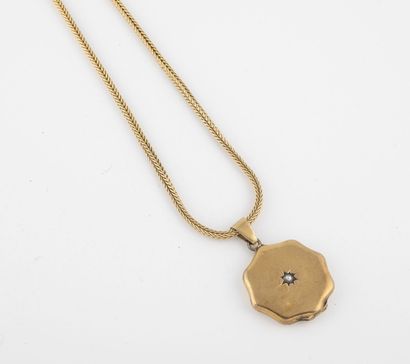 Yellow gold (750) necklace with palm tree...