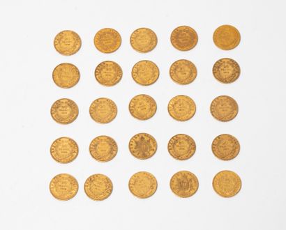 France

Lot de vingt-cinq pièces de 20 francs...