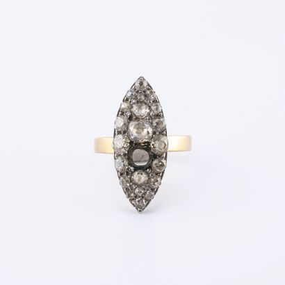 Yellow gold (750) and platinum (850) marquise...
