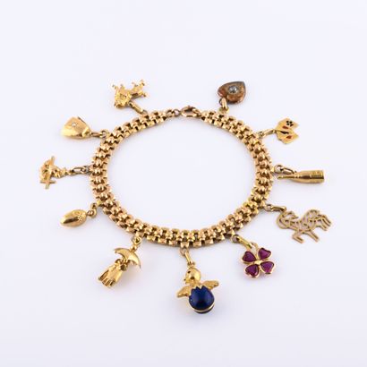 Yellow gold bracelet (750) with fancy mesh...