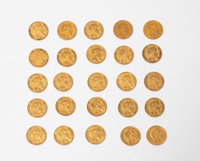 France

Lot de vingt-cinq pièces de 20 francs...