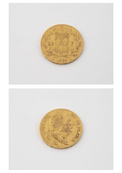 France
Une pièce de 20 francs or, Louis XVIII,...