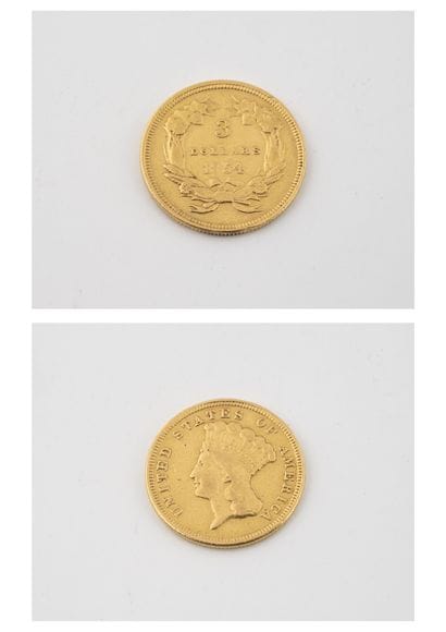 ETATS-UNIS
Une pièce de 3 Dollars or, 1854...