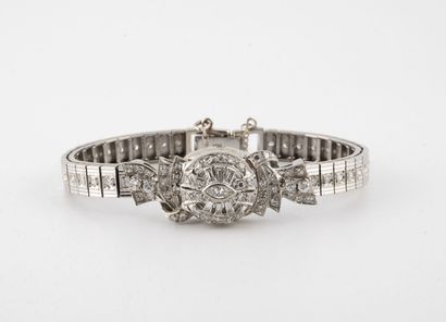 LONGINES
Ladies' wristwatch in white gold...