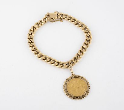 Bracelet à maille gourmette limée en or jaune...