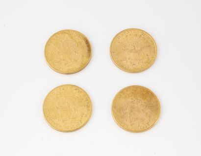 ETATS-UNIS
Lot of four 20 dollars gold coins,...
