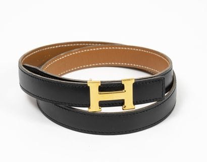 HERMES Paris, H
Ceinture en cuir noir et...