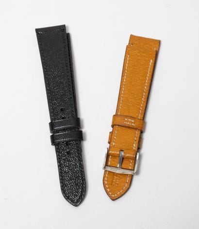 HERMES Paris
Two leather watchbands, one...