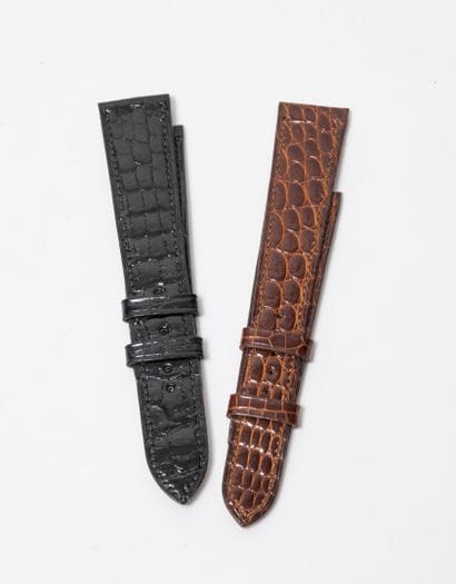 HERMES Paris
Lot of two leather watch straps...