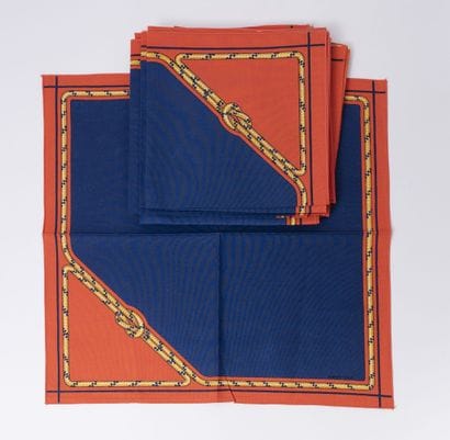 HERMES Paris
Fifteen printed cotton napkins...