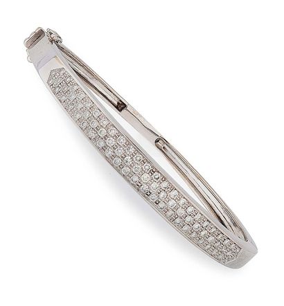 Bracelet jonc ouvrant en or gris (750) la...