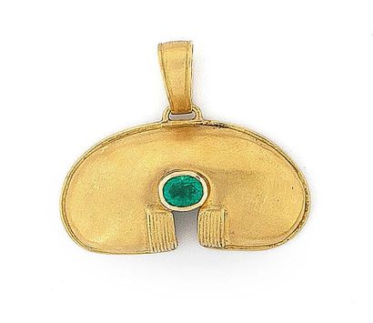 Pendentif ovale bombé en or jaune (750) amati...