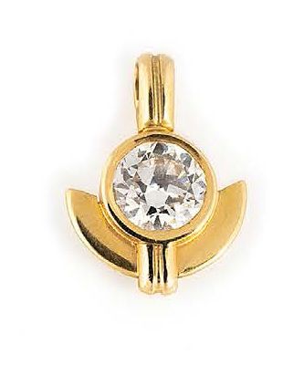 Pendentif fleur stylisée en or jaune (750)...