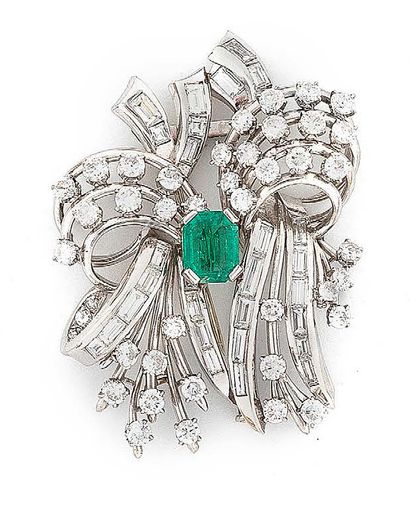 Clip de revers noeud en or gris (750) et...