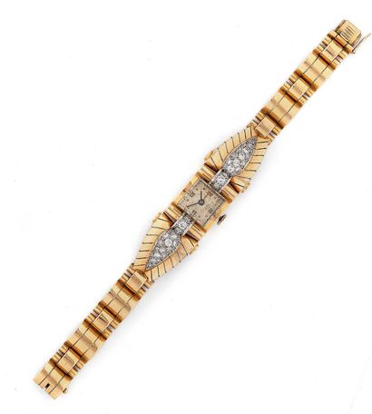 Montre bracelet de dame en or jaune (750)...
