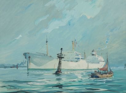 Maurice MELISSENT (1911-1988)
The Esso Parentis.

Watercolor...