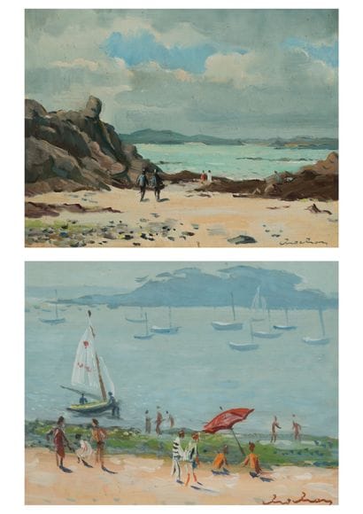 J. CHOCHON (XXème siècle)
Marée basse à Lancieux.

Bord...