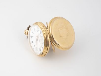 Yellow gold (750) pocket watch. 

Dial with...