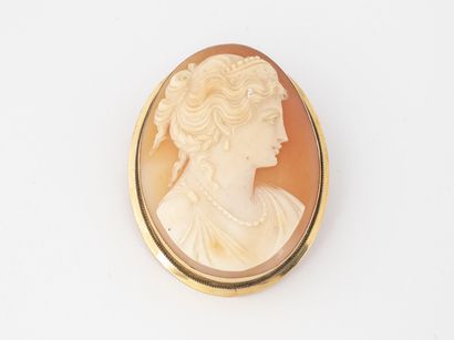 Yellow gold (750) pendant brooch holding...
