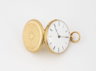 Yellow gold collar watch (750).

Cover decorated...