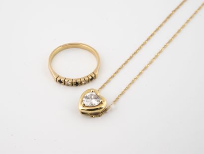 Two jewels in yellow gold (750) :

- A fine...