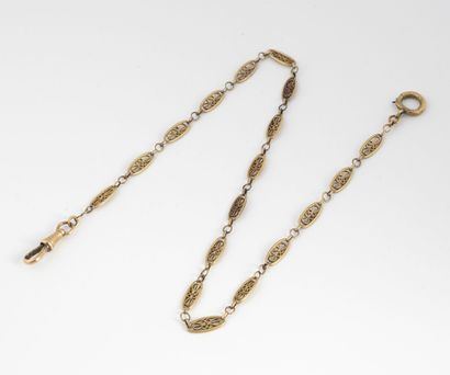 Watch chain in yellow gold (750) with oval...