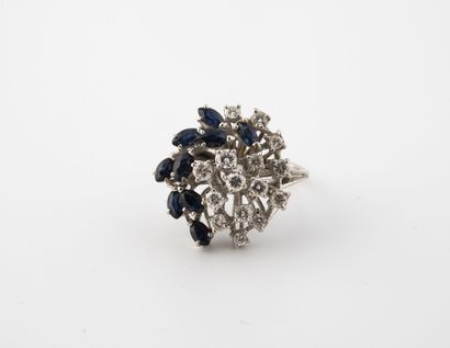 Dome-shaped platinum (850) bouquet ring set...