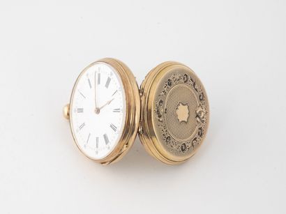 Pocket watch in yellow gold (750). 

Back...