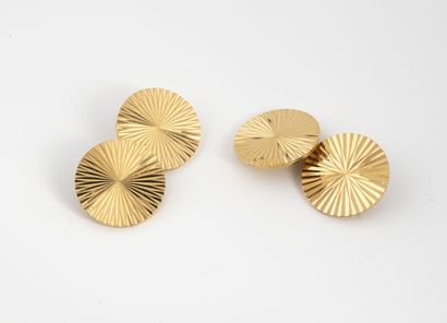 Pair of yellow gold (750) round cufflinks...