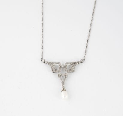 Fine necklace in platinum (850) with figaro...