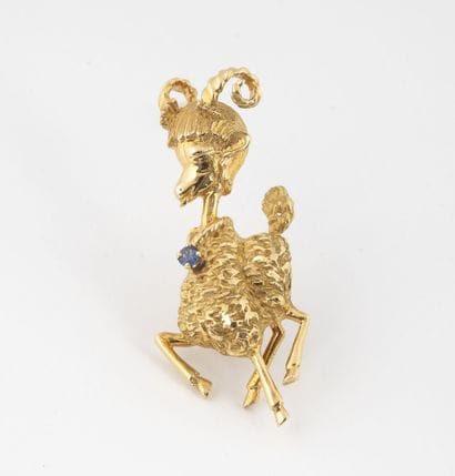 Brooch in yellow gold (750) in the shape...