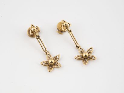 Paire de pendants d'oreilles en or jaune...
