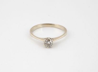 Rhodium-plated yellow gold solitaire ring...